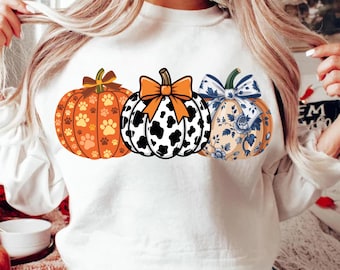 Pumpkin PNG, Paw Print Pumpkin, pumpkin season png, Blue Chinoiserie Pumpkin with Bows, Digital Download for Cricut, autumn png