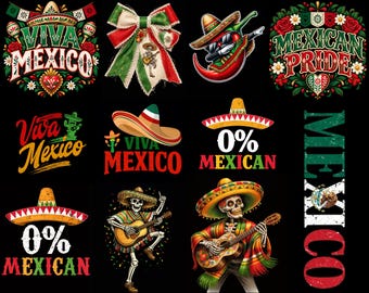 Mexican Independence Day PNG Bundle, 13 Mexican Pride Designs, September 16 PNG, Fiesta Sublimation Graphics, Mexico Culture PNG