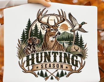 Hunting Season PNG, Deer Hunting Sublimation Design, Duck Hunting PNG, Hunting Dog Clipart, Buck Deer Shirt Design, Hunter Gift Digital PNG