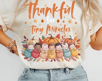 Thankful for Tiny Miracles PNG | Fall Baby Sublimation Design | Autumn Newborn Baby Clipart | Digital Download