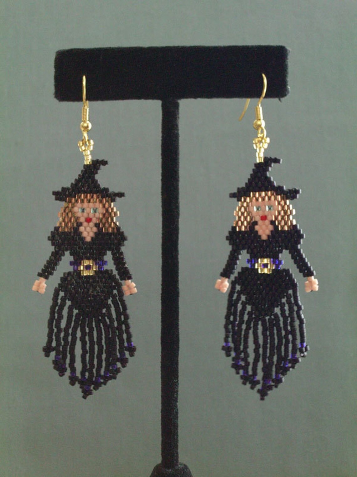 Pretty Witch Halloween Beaded Earrings Etsy