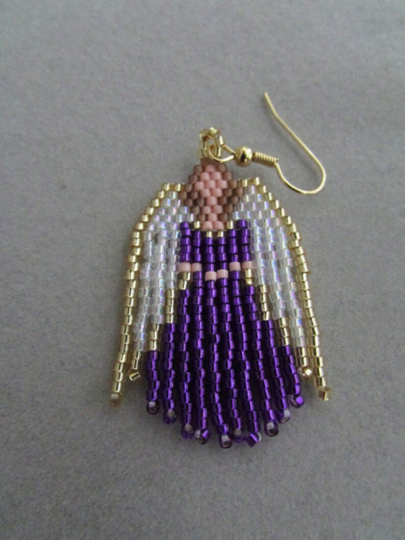 Beaded Angel Earrings in Purple delica beads Etsy