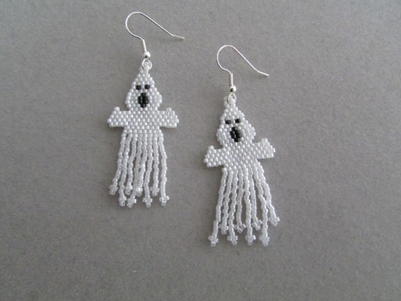 Halloween Ghost Beaded Earrings Etsy