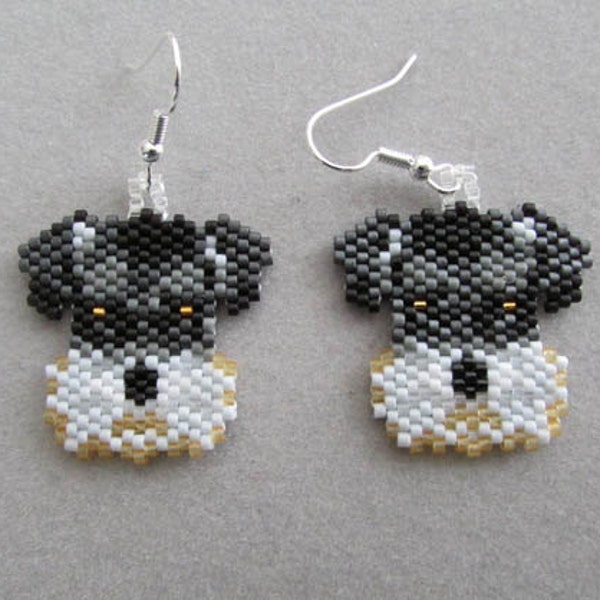 Schnauzer Earrings in delica seed beads