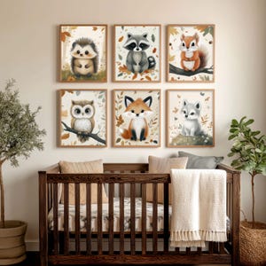 Woodland Whispers Forest Animals Nursery Wall Art Set, Digital Download, Printable Forest Animals Decor for Kids Room
