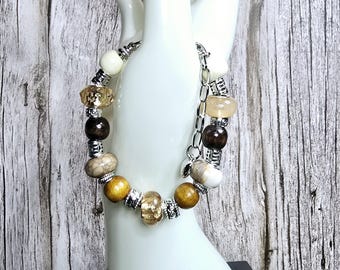 Unique Handmade Bracelet with European Lampwork Beads