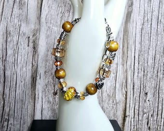 Unique Handmade Bracelet with European Lampwork Beads