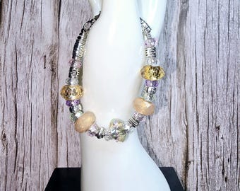 Unique Handmade Bracelet with European Lampwork Beads