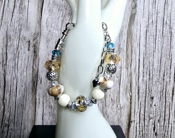 Unique Handmade Bracelet with European Lampwork Beads