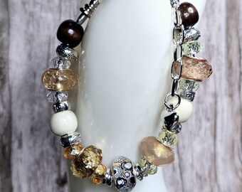Unique Handmade Bracelet with European Lampwork Beads