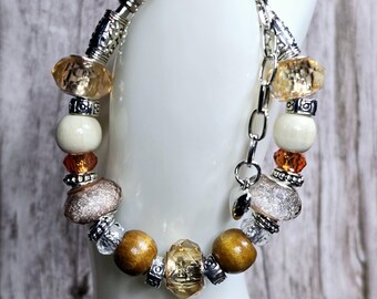 Unique Handmade Bracelet with European Lampwork Beads