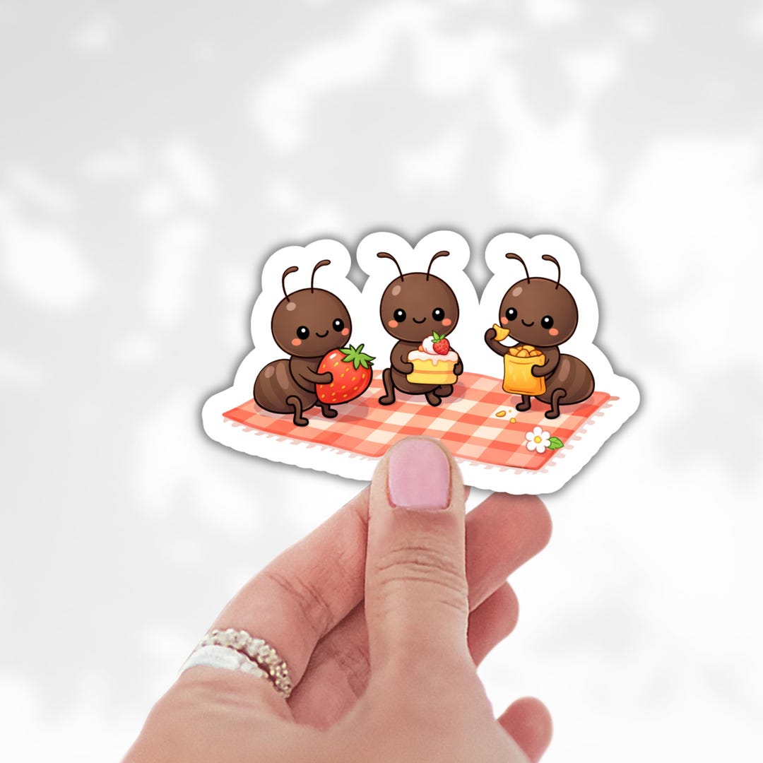 Ant Picnic Sticker, Ant Stickers, Kawaii Bug Decal, Spring Kindle ...