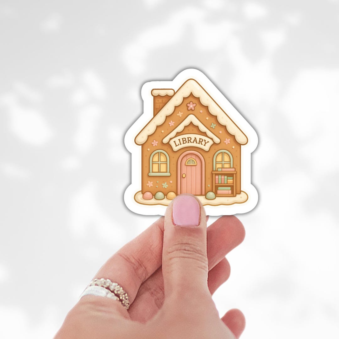 Gingerbread Library Sticker - Laptop Decal, Kawaii Planner Sticker - Etsy