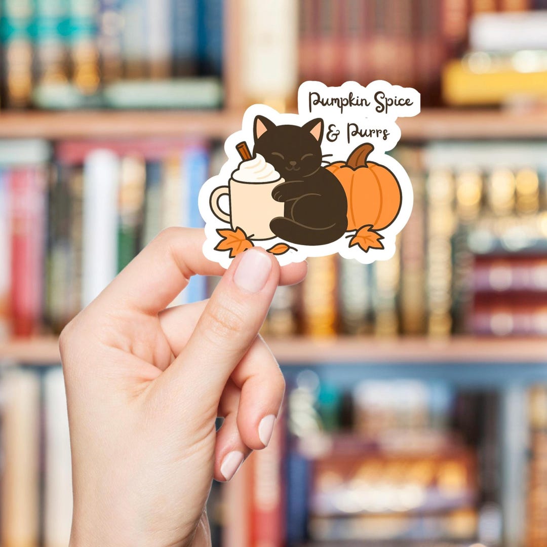 Coffee Cat Sticker, Pumpkin Spice Cat, Kindle Decorating, Feelin ...