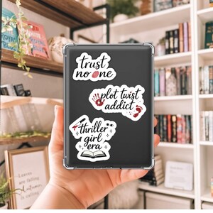 Thriller sticker bundle, Bookish sticker pack, Mystery reader gift, Dark academia aesthetic, Trust no one, Plot twist addict