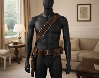 Din Djarin Leather Belt & Holster – Mandalorian Cosplay Utility Gear | Star Wars Inspired