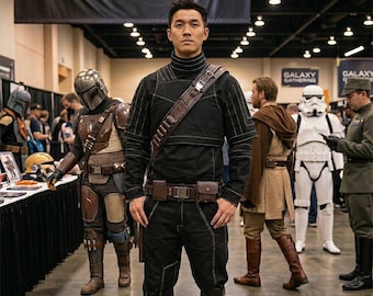 Disfraz de Din Djarin de The Mandalorian con cinturón – Traje de vuelo de cazarrecompensas con armadura Beskar de Star Wars