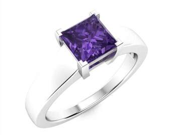 Amethyst Sterling Silver Ring: Art Deco Gemstone Jewelry