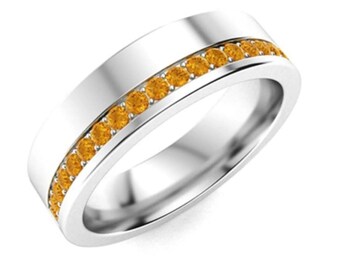 Citrine Gemstone Ring: Sterling Silver Spinner Band, November Birthstone