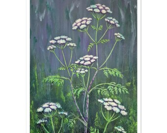 Lámina de cicuta para pared, decoración de brujas, arte de plantas venenosas, tamaño A4, 8 x 12 pulgadas