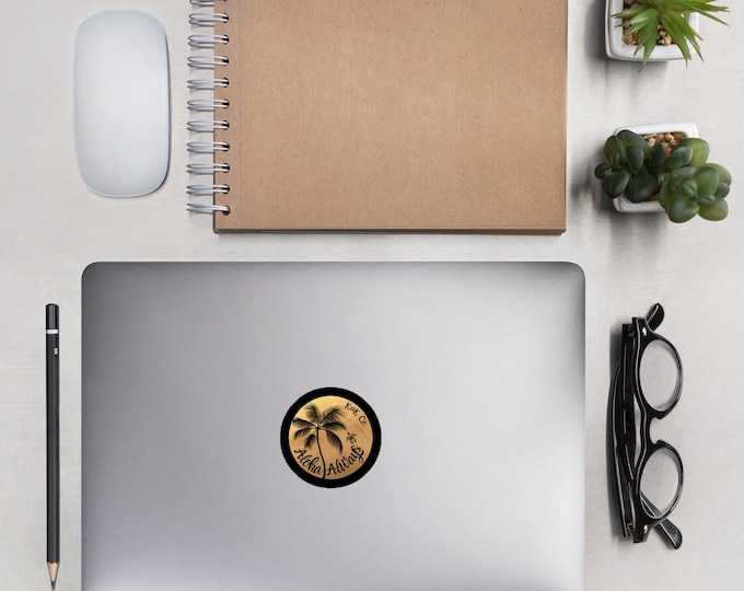 Aloha Always Bubble-Free Vinyl Sticker – Durable Hawaiian Palm Tree Laptop & Water Bottle Decal
