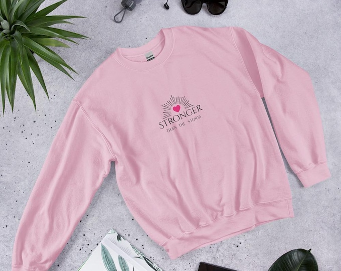 Stronger Than the Storm Sweatshirt | Faith-based Sweater Weather Attire | Warm Religious Clothing