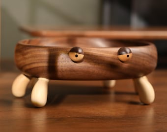 Handcrafted Crab Catch-All Tray, Black Walnut Maple Wood, Coastal Desk Decor, Key Holder