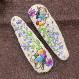 Hand Embroidered Hair Clip | Wildflower Design | Boho Chic Accessory | Vintage Style Hairpin | Unique Gift for Her