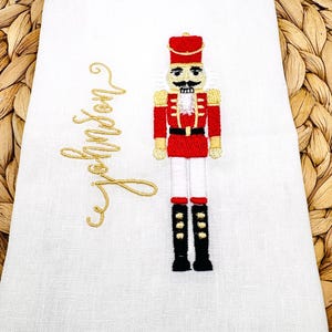 Nutcracker Embroidered Christmas Towel | Personalized Custom Linen | Hostess Gift