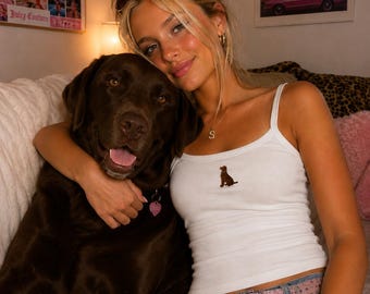 Embroidered Labrador Retriever Tank Top: Spaghetti Strap, Racer Tank, Baby Tee, Dog Mom