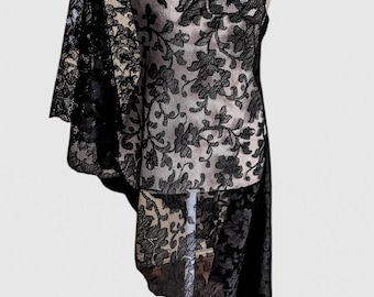 Voile De Chapelle Infinity Dentelle Noire Fleurie Bozidol – Mantille Catholique Vintage Élégante Pour Messe Latine, Église, Mariage
