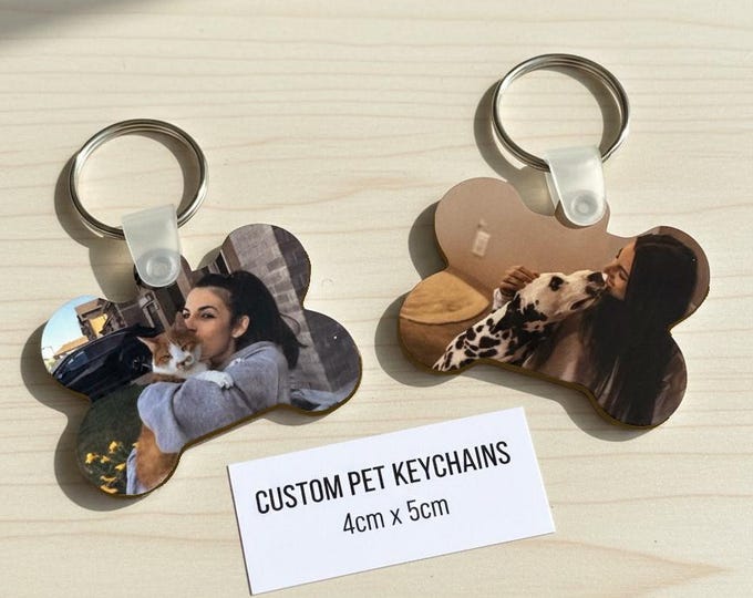 Custom Photo Keychain Bone Shaped
