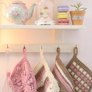 Bundel met breipatroon boerderijvaatdoek (pdf), set getextureerde washandjes voor beginners (direct downloaden)