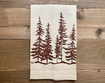 spruce trees linen towel