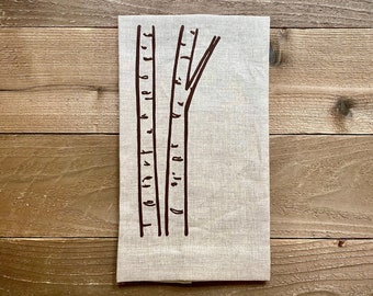 birch trunks linen towel