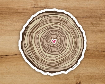 Waterproof Sticker - Sticker - Love Grows - Tree Ring - Love - Vinyl - Decal