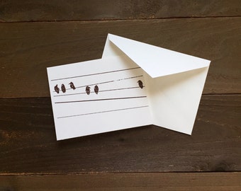 birds on a wire greeting card