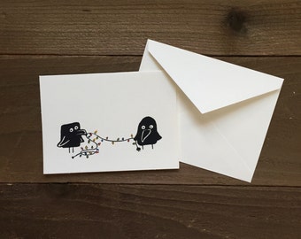 Christmas ravens greeting card