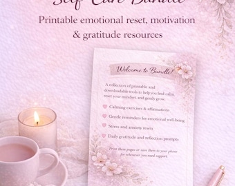 The Gentle Reset Self-Care Bundle | 20 Printable Motivation, Emotional Reset, Self-Love and Gratitude Cards | Digital Download