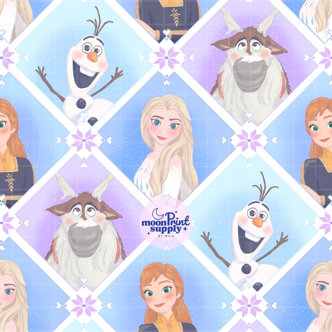 Elsa Snowflake Pattern Ice Queen Inspired Elsa and Anna Diamond Snowflake Seamless Pattern PNG ...