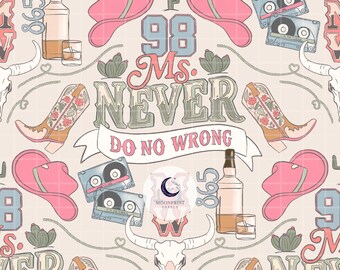 Morgan Wallen inspiriert Nahtlose Muster Ms. Never Do No Wrong Digitale PNG Datei