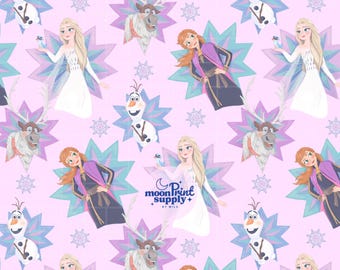 Patrón sin costuras rosa de Frozen, inspirado en Elsa, Anna, Olaf y Sven, de la Reina de Hielo PNG