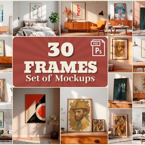 30 Frames Mockup PSD Bundle Set, PSD Frames Bundle, Frame Mockup Bundle, 30 PSD Wall Mockup Frame, Mega Bundle Frames Mockup