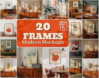 20 retro moderna rammodeller: Konstdisplay PSD-paket