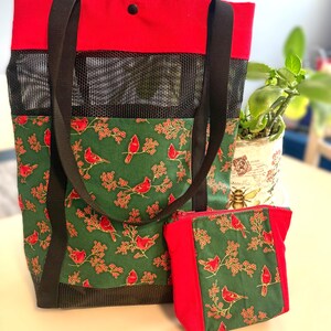 Red Cardinal Purse with Matching Change Purse/Shoulder Bag/Cross Body Bag