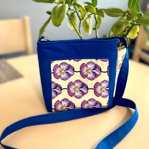Blue Flower Pattern Purse/Shoulder Bag/Cross Body Bag