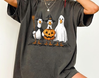 Comfort Colors® Halloween Shirt, Funny Halloween Duck Shirt, Ghost Duck Shirt, Three Ducks Halloween Shirt, Thanksgiving Fall T-Shirt,TSF015
