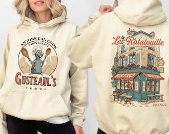 Gus Gus Two- Sided Sweatshirt, La Ratatouille Hoodie Adult, Gusteaul's Paris France Adult Sweatshirt Tee,