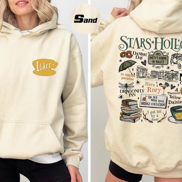Stars Hollow Two-Sided Sweatshirt, Luke's Diner Coffee Cup Hoodie Adult, Dragonfly INN Pullover,