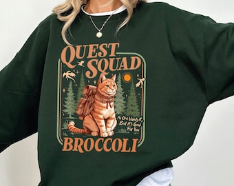 Onyx Storm Quest Squad Broccoli Sweatshirt, Broccoli Cat Hoodie, Ridoc Romantasy Fan Pullover